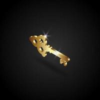illustrazione vettoriale di lusso chiave d'oro. il simbolo della chiave. icona chiave.