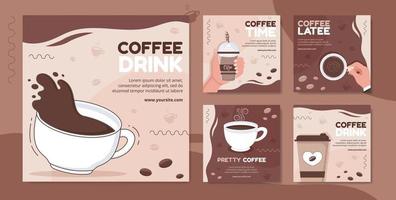 tazza di caffè social media post modello piatto cartone animato sfondo illustrazione vettoriale