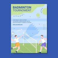 illustrazione di vettore del fondo del fumetto del modello del manifesto dei media sociali della concorrenza di sport di badminton