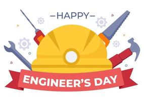 illustrazione commemorativa del giorno degli ingegneri felici per l'ingegnere vettore