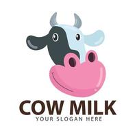 disegno di marchio di vettore della testa della mucca su priorità bassa bianca. design del logo del latte di mucca