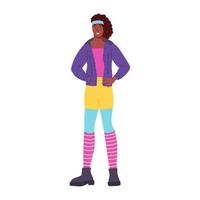 donna in abiti nello stile degli anni '90. neon, nostalgia, street style, tendenza. illustrazione vettoriale piatta