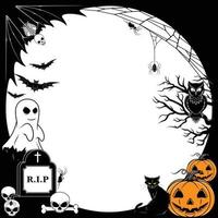 disegno vettoriale cornice per con elementi caratteristici di halloween con pipistrelli, ragni e teschi