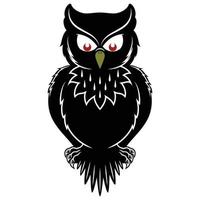 disegno vettoriale di gufo nero, uccello rapace notturno con piume nere
