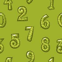numeri di cactus dei cartoni animati motivo senza cuciture, figure luminose di sfondo verde per l'interfaccia utente di gioco. vettore