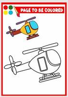 libro da colorare per bambini.elicottero vettore