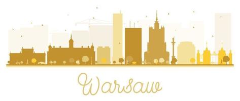 sagoma dorata dell'orizzonte della città di Varsavia. vettore
