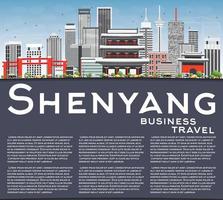 skyline di shenyang con edifici grigi, cielo blu e spazio per la copia. vettore