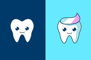denti dente simpatico personaggio emozione emoticon logo design vector. vettore
