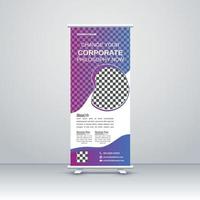 progettazione moderna del modello del basamento della bandiera di roll-up di affari corporativi. mostra di marketing per la conferenza, mostra di banner promozionali, stampa, presentazione ed esposizione, banner con bandiera, per seminari vettore