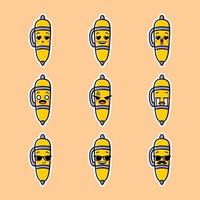 illustrazione vettoriale di emoji penna carina