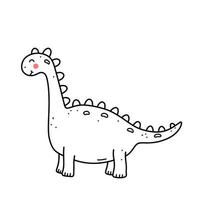 simpatico dinosauro sorridente isolato su sfondo bianco. illustrazione disegnata a mano di vettore in stile doodle. perfetto per carte, logo, decorazioni. personaggio dei cartoni animati.