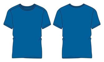 t-shirt a maniche corte tecnica moda schizzo piatto illustrazione vettoriale modello di colore blu