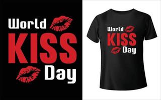 design della maglietta del giorno del bacio del mondo design della maglietta del giorno del bacio felice vettore
