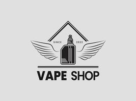 logo del negozio di vape vintage vettore