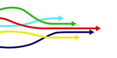 concetto di cooperazione aziendale, direzione singola, gruppo di frecce su. illustrazione vettoriale isolato su sfondo bianco