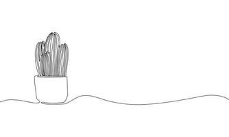 cactus. silhouette di una linea di piante domestiche. sfondo botanico linea continua. illustrazione di contorno isolata su bianco. disegno vettoriale d'arte minimalista. arredamento moderno.