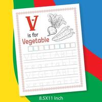 Lettera dell'alfabeto dalla A alla Z con facile tracciamento delle parole e libro da colorare per bambini in età prescolare o all'asilo. az foglio di registro delle attività di tracciamento delle parole e colorazione per bambini dell'asilo e della scuola materna vettore