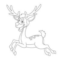 carino cervo colorare pagina per bambini animale contorno renna libro da colorare cartone animato illustrazione vettoriale