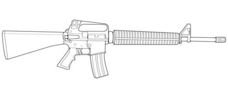 stile artistico della linea di armi da fuoco, pistola da tiro, illustrazione dell'arma, linea vettoriale, illustrazione della pistola, pistola moderna, concetto militare, grafica della pistola per l'addestramento vettore