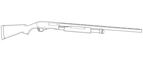 stile artistico della linea di armi da fuoco, pistola da tiro, illustrazione dell'arma, linea vettoriale, illustrazione della pistola, pistola moderna, concetto militare, grafica della pistola per l'addestramento vettore