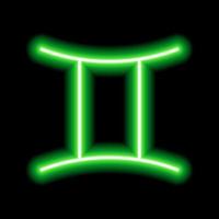 segno zodiacale neon verde gemelli. predizioni, astrologia, oroscopo. vettore