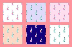 set di modelli senza cuciture con figure di conigli origami multicolori. illustrazione vettoriale