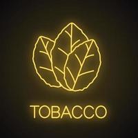 icona della luce al neon delle foglie di tabacco. menta. segno luminoso. illustrazione vettoriale isolato