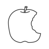 icona lineare di mela morsicata. illustrazione al tratto sottile. denti sani. simbolo di contorno. disegno vettoriale isolato