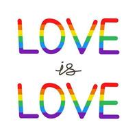 l'amore vettoriale è una frase d'amore. testo lgbt. scritte nei colori dell'arcobaleno.
