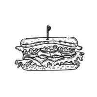 illustrazione di schizzo del panino disegnato a mano. illustrazione di doodle sandwich su sfondo bianco vettore