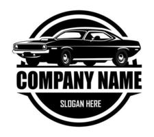 logo muscle car - illustrazione vettoriale, design emblema su sfondo bianco vettore