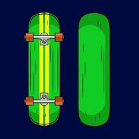 skateboard style vector line neon art potrait logo design colorato con sfondo scuro.