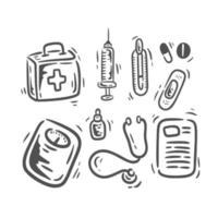 illustrazione icone di medicina e assistenza sanitaria vettore