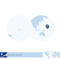 isole marshall sul globo del mondo con bandiera e mappa regionale delle isole marshall. vettore