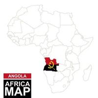 mappa sagomata dell'africa con angola evidenziata. vettore