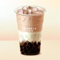 vettore ghiacciato nero o zucchero marrone taiwan boba bubble tea o tè al latte