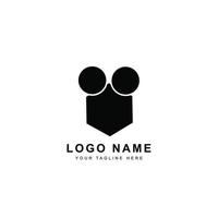 design del logo nero della pellicola della fotocamera vettore