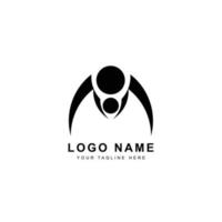 design creativo del logo nero dell'azionamento della maniglia vettore