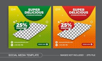 design di post sui social media del menu di cibo super delizioso vettore