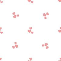 cuori rosa in stile doodle. modello romantico senza cuciture. cuori colorati su sfondo bianco vettoriale. modello pronto per design, cartoline, stampa, poster, feste, San Valentino, tessuti. vettore