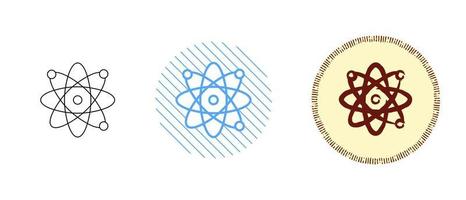 questo è un insieme di icone di contorno e colore del modello atomico vettore