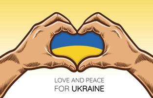 gesto delle mani d'amore per l'illustrazione del paese dell'ucraina vettore