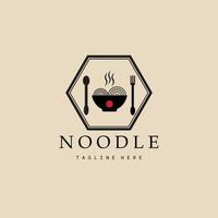 logo vettoriale, icona e simbolo di ramen noodle, con disegno di illustrazione vettoriale emblema