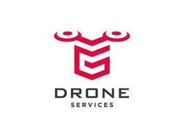 lettera g icona vettore modello logo drone. vettore di droni fotografici. icona vettore elicottero quad
