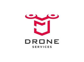 lettera j icona vettore modello logo drone. vettore di droni fotografici. icona vettore elicottero quad