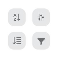 set di icone del filtro in vari stili. illustrazione vettoriale