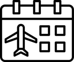 icona della linea del vettore della data del volo