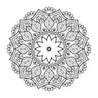 motivo floreale mandala con stile etnico arabo contorno floreale bianco e nero indiano art vettore