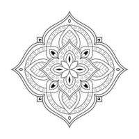 motivo floreale mandala con stile etnico arabo contorno floreale bianco e nero indiano art vettore